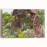 Stretched canvas wall art showcasing a scenic landscape with windmills under a vibrant blue sky, perfect for home decor or office aesthetics.