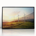 Framed wall art collection showcasing a serene landscape with windmills, featuring a black frame and acrylic front, ideal for modern home decor.