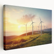 Stretched canvas wall art showcasing a vibrant landscape with windmills, featuring rich colors and intricate details, perfect for home decor and modern interiors.