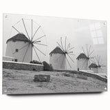 Acrylic wall art collection showcasing a vibrant landscape with windmills, featuring a side view layout for optimal display, designed for modern decor enthusiasts.