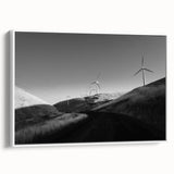 Framed canvas wall art collection showcasing serene landscapes with windmills, presented in a white frame, ideal for enhancing home decor with a tranquil touch.