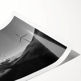 Vibrant landscape wall art print showcasing windmills against a serene sunset, rolled for easy shipping and display in home or office decor.