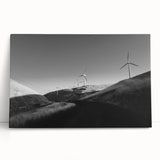 Stretched canvas wall art featuring a scenic landscape with windmills, showcasing vibrant colors and intricate details, perfect for home decor.