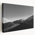 Stretched canvas wall art featuring a vibrant landscape with windmills, showcasing a serene countryside scene in warm colors. Perfect for home decor.