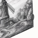 Close-up view of a vibrant acrylic glass wall art collection showcasing picturesque landscapes and windmills, ideal for modern home decor with rich colors and intricate details. Perfect for adding a touch of nature-inspired elegance to any interior space.