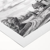 Vibrant rolled canvas wall art showcasing a picturesque landscape with windmills against a clear blue sky, ideal for home decor and artistic enhancement.