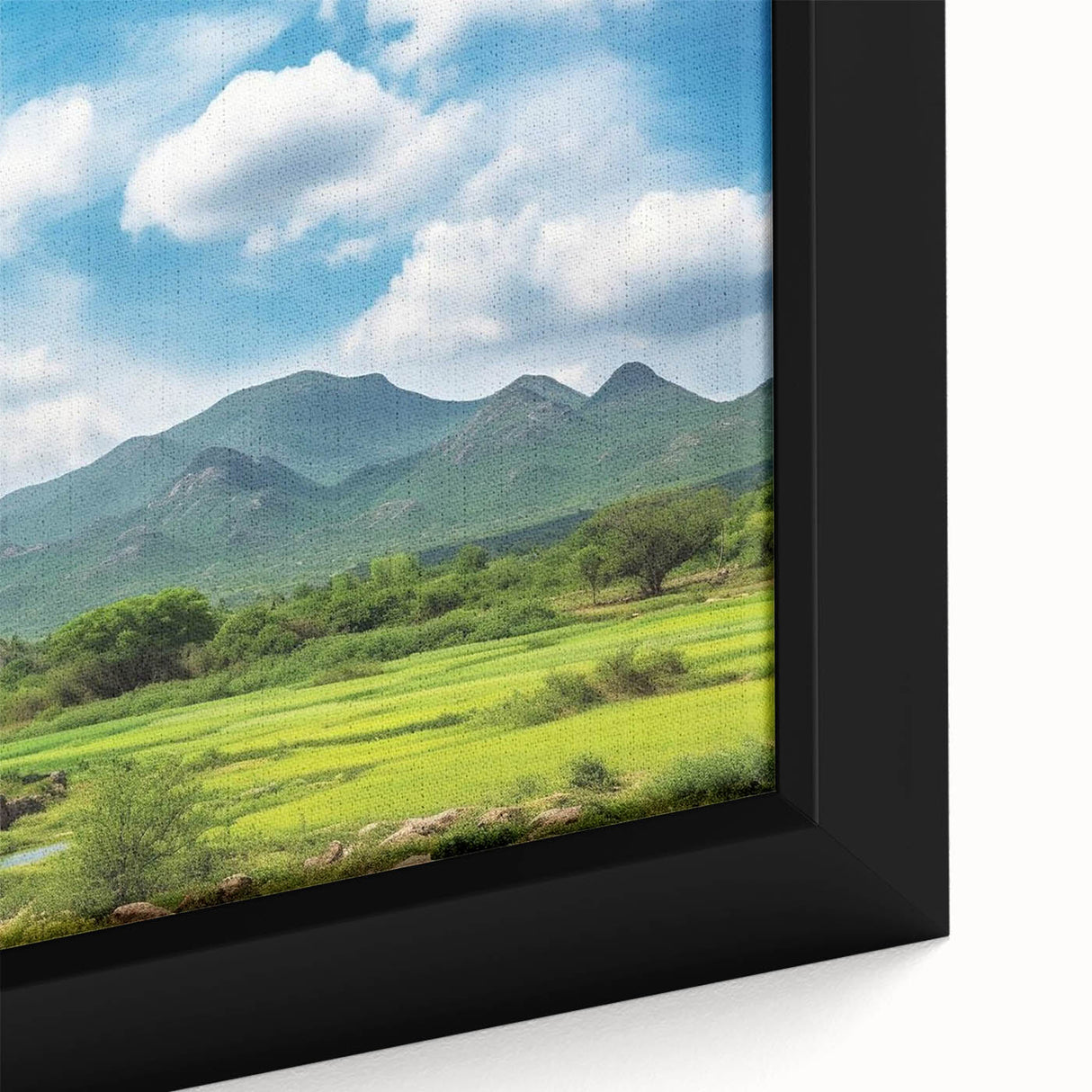 Framed canvas art showcasing a close-up of a colorful windmill landscape design, perfect for home decor, with intricate details and vibrant hues enhancing any room's ambiance.