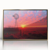 Framed wall art collection showcasing a vibrant landscape with windmills, featuring a gold-accented frame that enhances its aesthetic appeal, ideal for home decor.