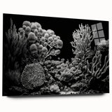 Vibrant marine life coral design wall art collection displayed in acrylic glass, showcasing intricate details and vivid colors, ideal for ocean-themed decor.