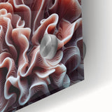 Close-up of vibrant marine life wall art showcasing intricate coral designs in bright colors, printed on high-quality acrylic glass for stunning visual impact.