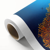 Vibrant rolled canvas artwork showcasing a stunning marine life coral design, perfect for coastal-themed decor, rolled for easy display and transport.