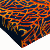 Close-up of a vibrant coral reef wall art design on stretched canvas, showcasing intricate marine life details and rich colors, perfect for ocean-themed decor.