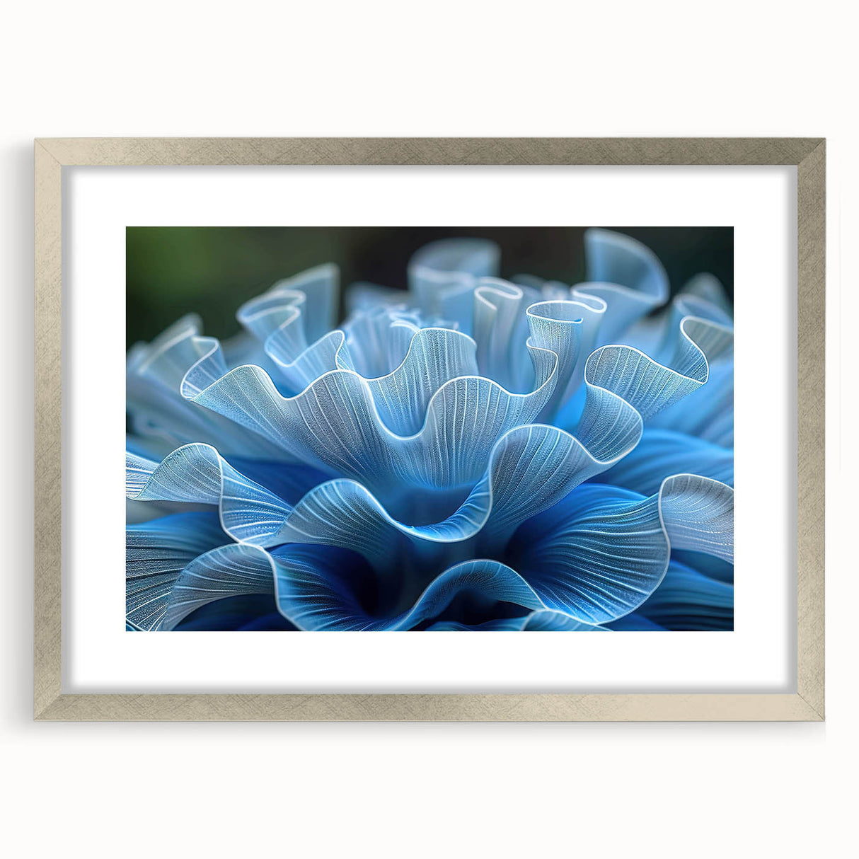 Elegant wall art featuring a marine life coral design, framed with a sleek silver mat. Ideal for coastal decor, it adds a vibrant touch to any room.