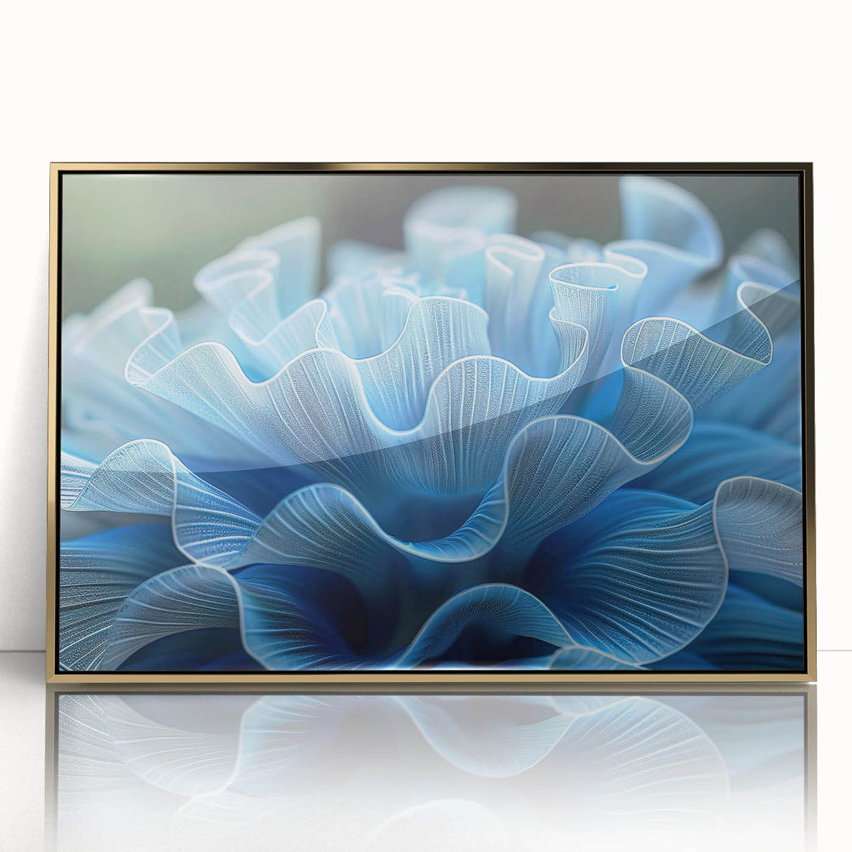Framed wall art showcasing a vibrant marine life coral design in gold accents, ideal for ocean-themed decor. Captivating colors and intricate details enhance any space.