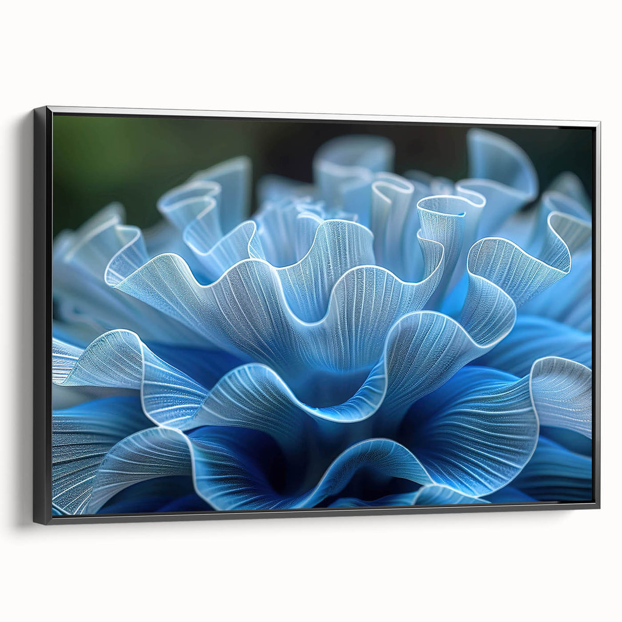 Framed canvas wall art showcasing a vibrant marine life coral design in a black frame, perfect for ocean-themed decor. Ideal for enhancing living spaces with color.