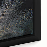 Close-up view of a framed canvas wall art piece showcasing vibrant marine life and coral design, highlighting intricate details and rich colors, perfect for ocean-themed decor.