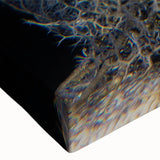 Close-up of vibrant marine life coral design on stretched canvas wall art, showcasing intricate details and rich colors, perfect for ocean-themed decor.