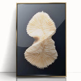 Framed acrylic wall art featuring a vibrant coral design in shades of blue and gold, showcasing marine life details, perfect for ocean-themed decor.