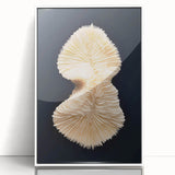 Framed acrylic wall art showcasing a vibrant marine life coral design in shades of blue and orange, perfect for ocean-themed home decor.