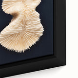 Framed canvas wall art showcasing a vibrant coral reef design in blues and oranges, perfect for marine life enthusiasts, adding a lively touch to any decor.