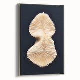 Framed canvas wall art showcasing a vibrant marine life coral design, elegantly displayed with a sleek silver frame, perfect for ocean-themed decor.