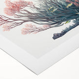 Vibrant marine life wall art design on rolled canvas showcasing colorful coral reef elements, perfect for ocean-themed decor and enhancing interior spaces.