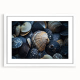 Framed wall art featuring a vibrant marine life coral design, showcasing colorful coral and fish against a white background, ideal for ocean-themed decor.