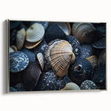 Framed wall art featuring a vibrant marine life coral design with a silver frame, showcasing intricate details of underwater ecosystems, ideal for ocean-themed decor.