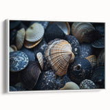 Framed canvas wall art showcasing a vibrant marine life coral design, featuring intricate colors and textures, displayed against a white background for a modern aesthetic.