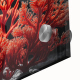 Vibrant close-up of marine life coral design in an acrylic glass frame, showcasing intricate textures and colors, perfect for ocean-themed home decor.