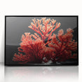 Framed wall art collection showcasing vibrant marine life and coral designs, featuring a sleek black frame, ideal for ocean-themed decor in living spaces.