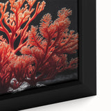 Close-up of framed canvas wall art showcasing vibrant marine life and coral designs, featuring intricate details and a colorful palette ideal for ocean-themed decor.