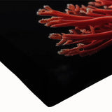 Close-up of a vibrant coral reef wall art design on stretched canvas, showcasing intricate marine life details in vivid colors, perfect for ocean-themed decor.