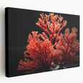 Stretched canvas wall art showcasing vibrant marine life and coral designs in a side view, perfect for coastal-themed decor and ocean enthusiasts.