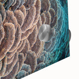Close-up of a vibrant marine life coral design wall art piece, showcasing intricate details in acrylic glass with vivid colors, perfect for ocean-themed decor. Ideal for enhancing living spaces with a touch of underwater beauty and artistic flair.