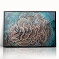 Framed acrylic wall art featuring a vibrant marine life coral design, showcasing intricate details and bright colors, perfect for ocean-themed decor.