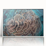 Framed wall art featuring a vibrant marine life coral design, showcasing colorful corals and sea creatures, ideal for adding a coastal touch to home decor.