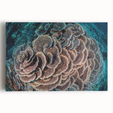 Vibrant marine life canvas wall art showcasing colorful coral designs, perfect for ocean-themed decor in living spaces or offices. Stretched for easy display.