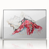 Framed acrylic wall art showcasing a detailed crab design against a white background, perfect for marine life enthusiasts and coastal decor lovers.