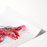 Colorful marine life wall art print showcasing a detailed crab design, ideal for coastal decor. Rolled and ready for framing, it adds a vibrant touch to any room.