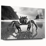 Colorful marine life crab wall art collection displayed in acrylic glass, showcasing intricate details and vibrant colors, perfect for ocean-themed decor.
