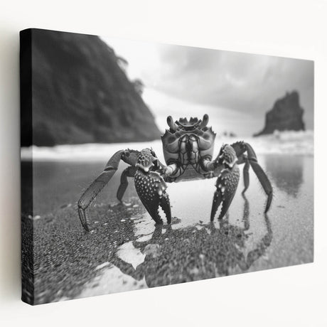 Vibrant marine life crab design on stretched canvas wall art, showcasing intricate details and bold colors, perfect for ocean-themed decor.
