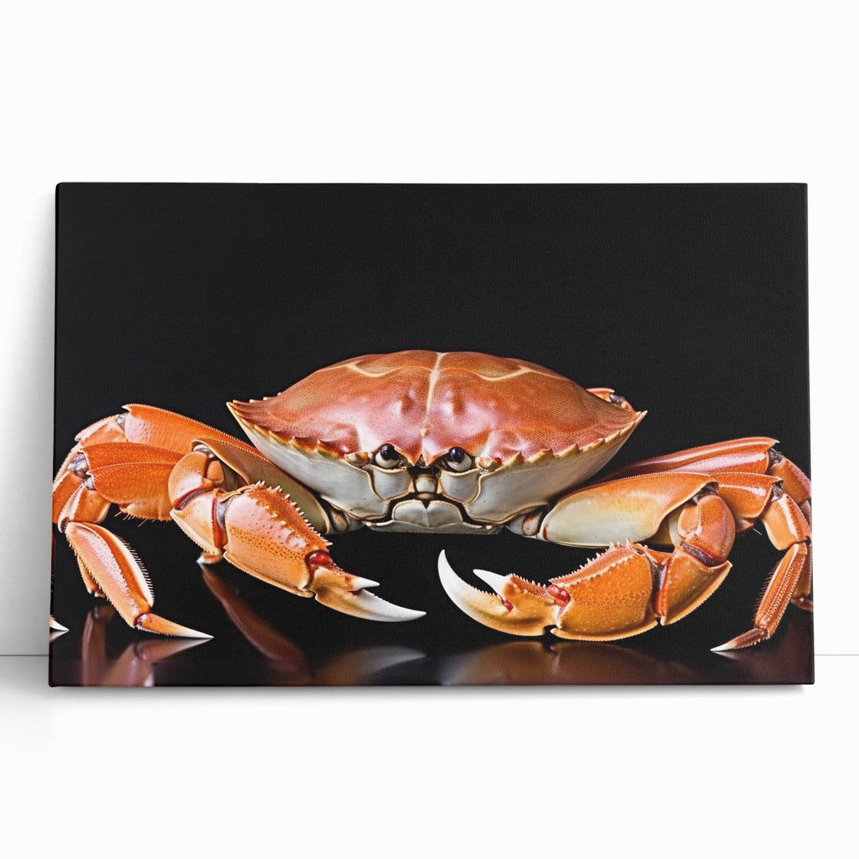 Vibrant marine life crab design on stretched canvas wall art, showcasing intricate details and rich colors, perfect for ocean-themed decor in living spaces.
