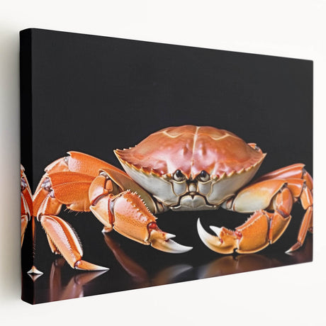 Vibrant marine life crab design captured on a stretched canvas wall art piece, showcasing intricate details and vivid colors, perfect for ocean-themed decor.