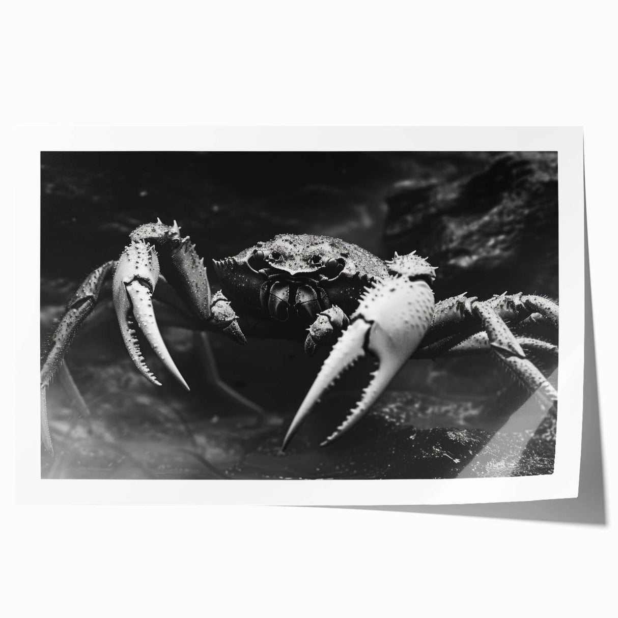 Colorful marine life wall art featuring a detailed crab design on a rolled print, ideal for ocean-themed decor. The artwork showcases vibrant colors and intricate patterns, perfect for adding a coastal touch to any space.