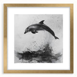 Framed wall art collection featuring a vibrant dolphin design, set in a gold frame with a mat, perfect for marine life enthusiasts and home decor.