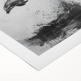 Vibrant rolled canvas wall art featuring a playful dolphin design, perfect for marine life enthusiasts, showcasing vivid colors and intricate details. Ideal for home decor.