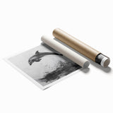 Dolphin-themed wall art print showcasing vibrant marine life colors, featuring a playful dolphin design on a textured surface, perfect for coastal decor.