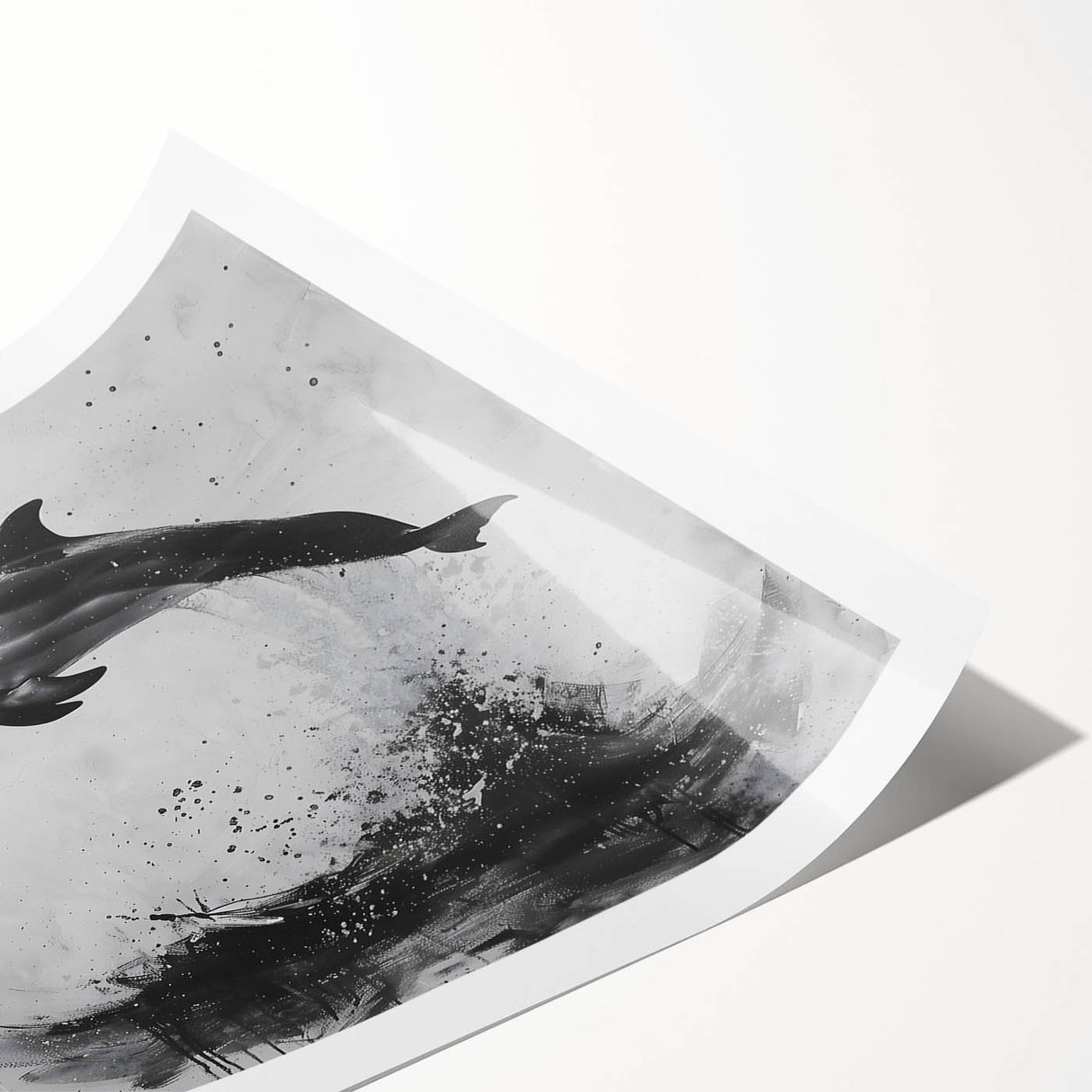 Colorful dolphin-themed wall art print showcasing vibrant marine life design in a rolled format, perfect for ocean lovers and home decor enthusiasts. Ideal for enhancing living spaces with aquatic charm and creativity.