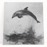 Dolphin-themed wall art collection displayed on a stretched canvas, featuring vibrant ocean colors and intricate marine life details, perfect for beach-inspired decor.